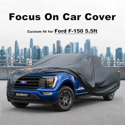GUNHYI Premium Truck Cover Custom Fit Ford F-150 SuperCrew Short Bed 5.5ft, 16 Layers Heavy Duty Truck Cover Waterproof All Weather with Zipper Door for Sun Rain Snow Dust Uv Protection