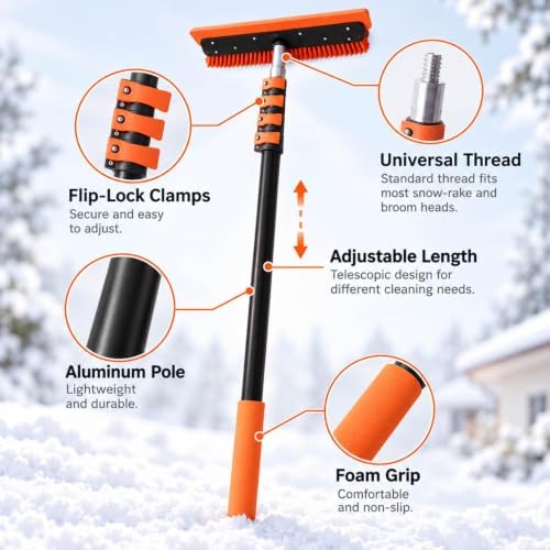 2027 Snow Rake Roof Snow Removal Tool, Light Snow Roof Rake for Cars