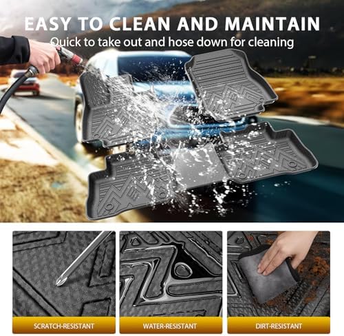 Powerty Floor Mats for Toyota RAV4 2019-2025, All Weather 3D TPE Anti-Slip Trunk Cargo Liner Seat Back Covers Protectors Full Set Car Accessories