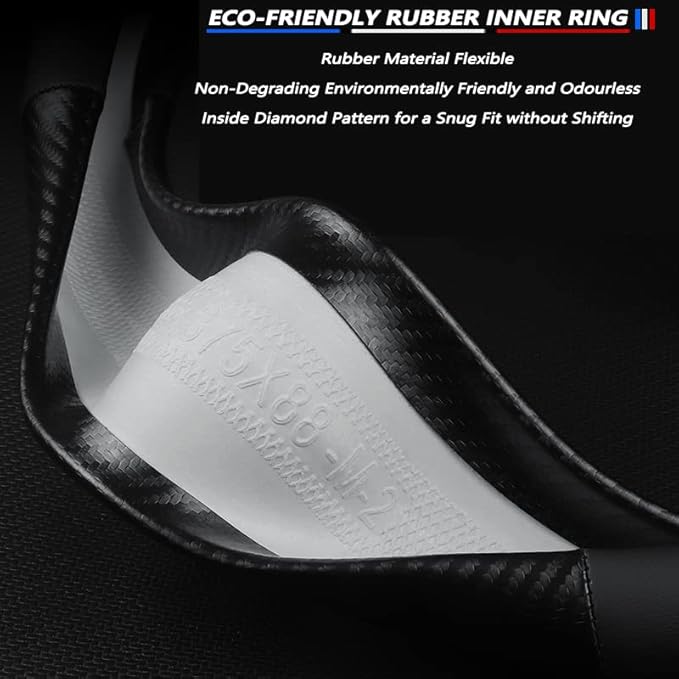 Steering Wheel Cover Compatible with Honda, Nappa Leather&Carbon Fiber Texture Steering Wheel Cover, 14.5-15 Inch Diameter with 2 Coasters and USB Fast Charging Cable (Black)