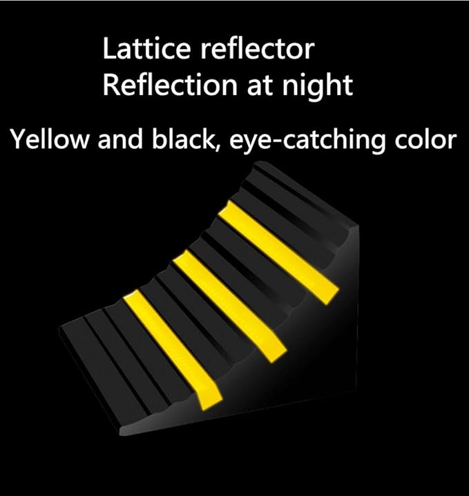 2 Pack Heavy Duty Large Solid Rubber Wheel Chocks for Travel Trailer Hauler Truck Fire Truck Commercial Vehicle RV with Reflective Tapes 13.4" x 6" x 7.3" Black and Yellow