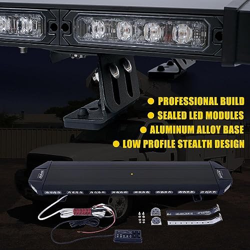 12V-24V 47" 88 LED Strobe Light Bar, Emergency Warning Strobe Lights Traffic Advisor Warning Lightbar IP68 for Trucks Construction Vehicles /15Flash Mode/Amber