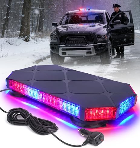 LUMENIX 56 LED Red Blue Rooftop Beacon Strobe Light Bar for Trucks