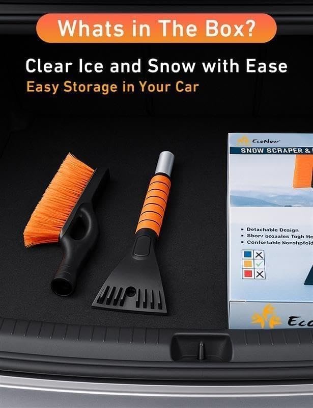 EcoNour 27" Ice Scrapers for Car Windshield, Snow Brush for Car Cleaning