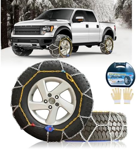 Auto Tightening Snow Chains Tire Chains, 1-Minute Quick Install, Universal Fit for Car/SUV/Pickup Truck, Multi-Weather Emergency Traction, Set of 2 - HKN170