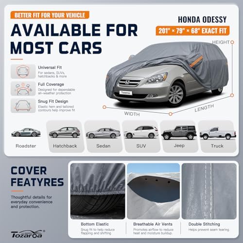 Hatchback Cover Waterproof All-Weather,Outdoor Full Exterior Car Covers Custom Fit for Honda Odyssey,Toyota Prius Sienna,Dodge Caravan Magnum,Lancer,Volvo V40 etc Size H2(See Size Chart)