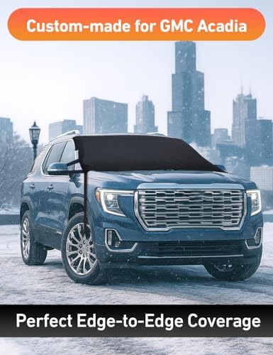 EcoNour Car Snow Cover Compatible for GMC Acadia | Windshield Cover for Ice and Snow with S-Hook Straps | Heavy-Duty 600D Oxford Winter Car Cover, Waterproof & Anti-Slip