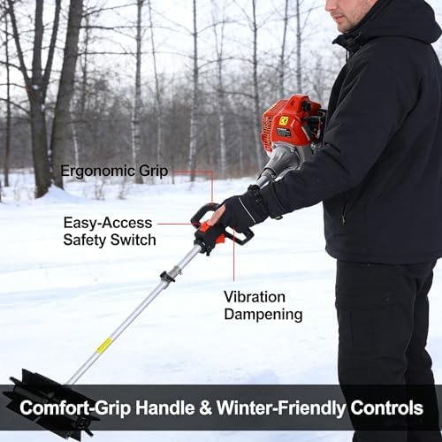 Gas Snow Sweeper Gasoline Powered – 52CC 2-Stroke Engine Walk-Behind Power Broom, 24" Clearing Height Paddle Sweeper for Driveway, Gravel, Lawn & Garden (EPA)