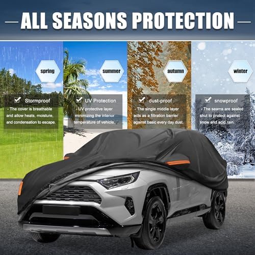 X AUTOHAUX Waterproof Full Car Cover for Toyota RAV4 2012-2022 210D-PU