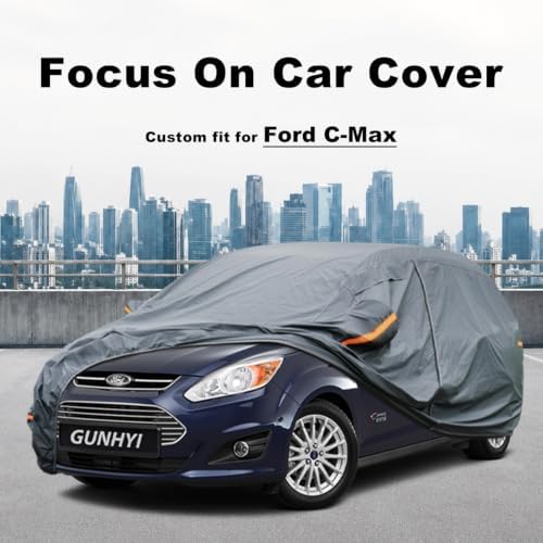 GUNHYI Premium Car Cover Custom Fit Ford C-Max, 16 Layers Heavy Duty Car Cover Waterproof All Weather with Zipper Door for Sun Rain Snow Dust Uv Protection