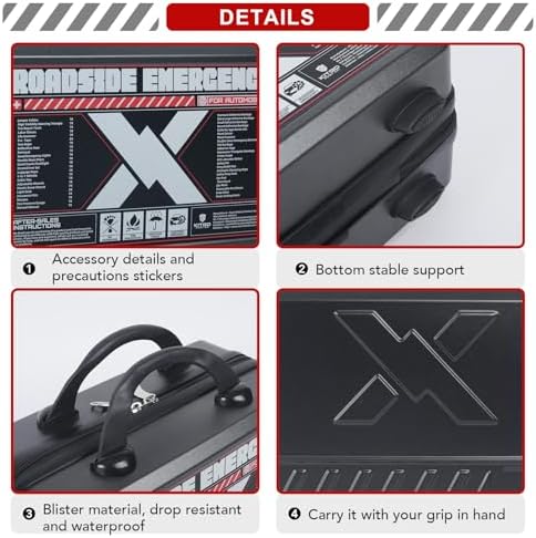 KITGO Roadside Emergency Car Kit (137Piece), with Jumper Cable, Car Safety Road Rescue Kit,Car Emergency Kit Gift for Father Women and Men,Tow Strap,Car Tool Kit (Black)