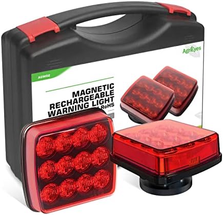 Agrieyes W02 Magnetic Flashing Lights, Wireless Strobe Lights, Red