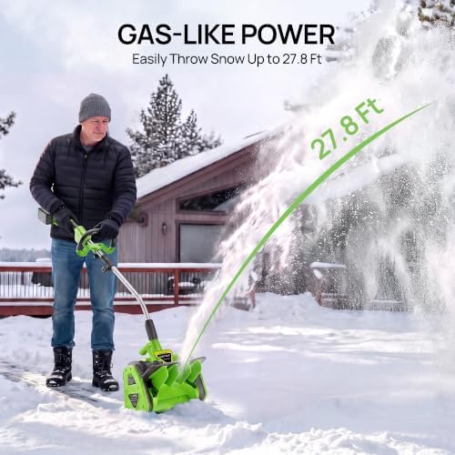 Vibekio 40V Cordless Snow Shovel, 13.5-Inch Brushless Snow Blower, Electric Snow Shovel with ±30° Adjustable Plate, 27.8 FT Snow Throw, 2×20V 4.0Ah Batteries, 30Min Runtime for Driveway, Patio, Deck