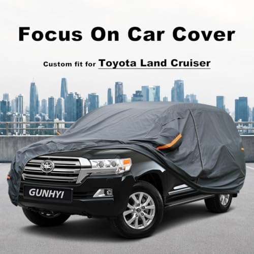 GUNHYI Premium Car Cover Custom Fit Toyota Land Cruiser, 16 Layers Heavy Duty Car Cover Waterproof All Weather with Zipper Door for Sun Rain Snow Dust Uv Protection