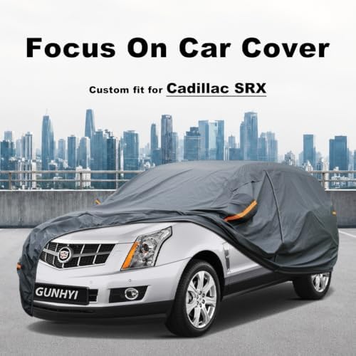 GUNHYI Premium Car Cover Custom Fit Cadillac SRX (2009-2016), 16 Layers Heavy Duty Car Cover Waterproof All Weather with Zipper Door for Sun Rain Snow Dust Uv Protection