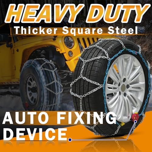 Coco Bird Heavy Duty AutoFixing Snow Chains Tire Chains for Light Truck, SUV & Pickup, Self-Tightening Design for Easy Installation, Titanium Alloy for Superior Durability,Set of 2(HRV-250,Auto-Trac)