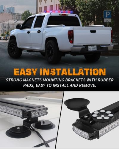 XRIDONSEN 45.5" LED Roof Strobe Light Bar, 128 LED Top Double Side Lights