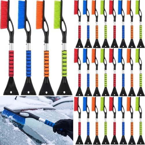 Uiifan 24 Pcs 27 Inch Snow Brush and Ice Scrapers for Car- 4 Colors