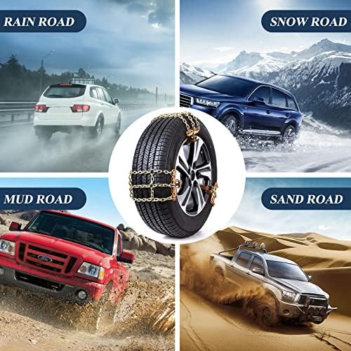 Snow Chains, 215-315mm Universal Tire Chains for Car, SUV, RV, Pickup Trucks, Adjustable Emergency Anti-Skid Thickening Tire Traction Chain (6 Packs)