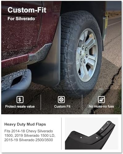 Kiwi Master No Drill Mud Flaps for 2014-2018 Chevy Silverado 1500/2500/3500