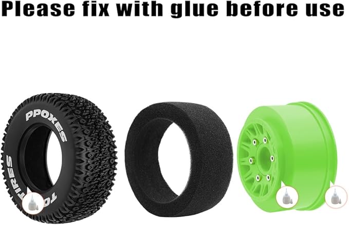GLOBACT 12mm/14mm Hex RC Wheels and Tires 1/10 RC Truck Tires for Arrma Senton Fury Slash Axial Losi Redcat Rc4wd Hex Detachable Replacement (Green 4PCS)