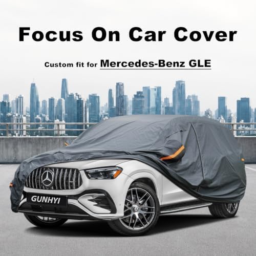 GUNHYI Premium Car Cover Custom Fit Mercedes-Benz GLE350 GLE400 GLE450 GLE43 GLE53 GLE63, 16 Layers Heavy Duty Car Cover Waterproof All Weather with Zipper Door for Sun Rain Snow Dust Uv Protection