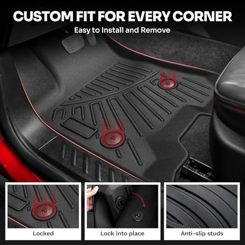 Powerty Floor Mats for 2023-2025 2026 Chevy Colorado/GMC Canyon All Weather 3D TPE Anti-Slip Truck Liners for 1st & 2nd Row Accessories