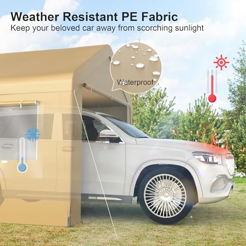 10x20 Carport with Roll-up Windows,Portable Garage Canopy for Truck Boat