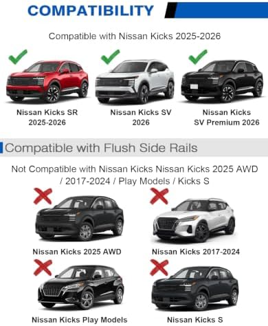All-Aluminum 330lbs Roof Rack Cross Bars for Nissan Kicks 2025 2026