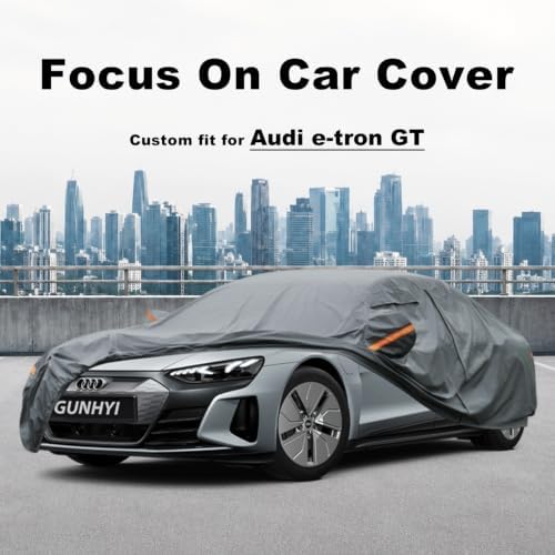 GUNHYI Premium Car Cover Custom Fit Audi e-tron GT, 16 Layers Heavy Duty Car Cover Waterproof All Weather with Zipper Door for Sun Rain Snow Dust Uv Protection