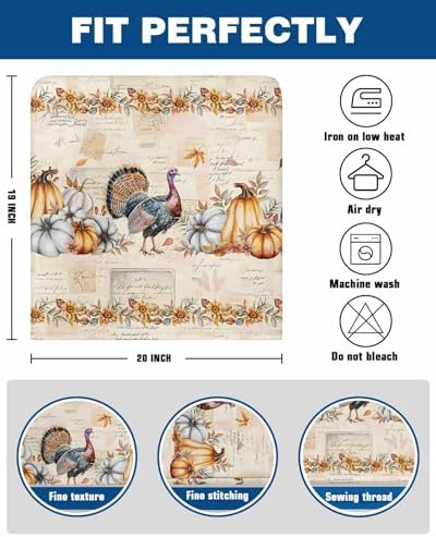 Thanksgiving Turkey Chair Back Covers Set of 8 Pumpkin Fall Pumpkins Maple Leaf Sunflower Rustic Washable Removable Chair Cover Slipcover Protector for Dining Room Hotel Party Holiday Decor