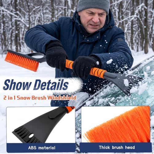 Uiifan 8 Pack 27" Snow Brush and Ice Scraper for Car SUV Truck,Orange,Blue
