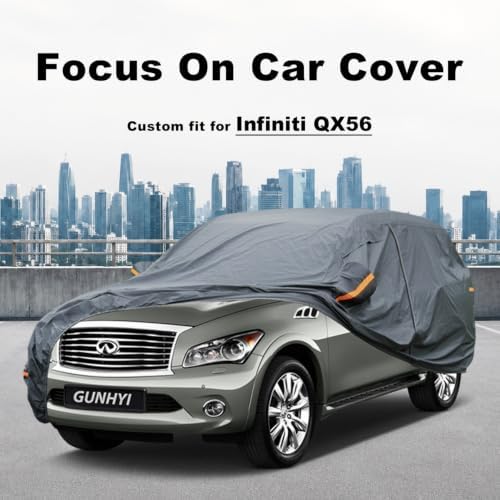 GUNHYI Premium Car Cover Custom Fit Infiniti QX56, 16 Layers Heavy Duty Car Cover Waterproof All Weather with Zipper Door for Sun Rain Snow Dust Uv Protection