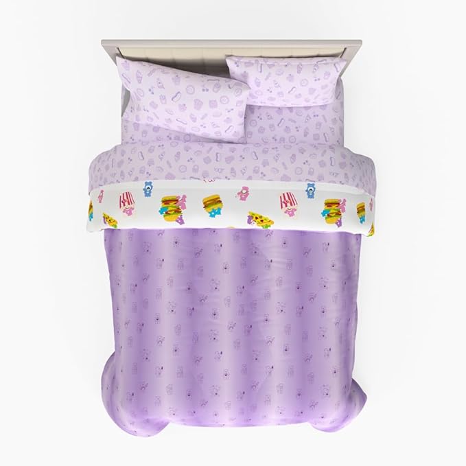 Care Bears Food Snacks 7 Piece Super Soft Cozy Reversible Comforter and Sheet Set with Sham, Full, (Officially Licensed Product) by Franco Collectibles