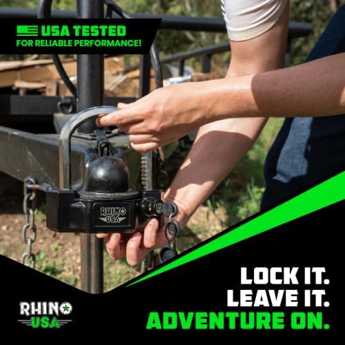 Rhino USA Universal Trailer Coupler Lock, Heavy Duty Adjustable U-Bolt