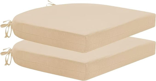 HARBOREST Outdoor Chair Cushions Set of 2, Water Resistant Patio Chair Cushions with Ties, Outdoor Seat Cushions for Patio Furniture, 17"x16"x2", Beige