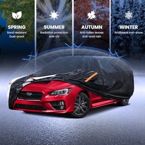 Multi-Layer Car Cover Custom Fit for Subaru Impreza hatchback(2013-2026), 100% Waterproof All Weather for Automobiles, Gift with Towel, Heavy Duty Car Covers for Rain Sun UV Protector With Door Zipper
