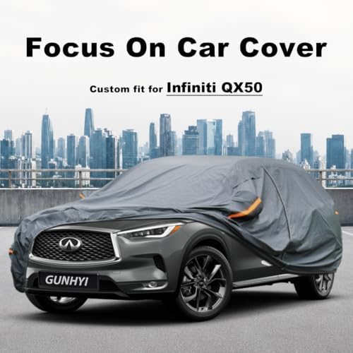 GUNHYI Premium Car Cover Custom Fit Infiniti QX50, 16 Layers Heavy Duty Car Cover Waterproof All Weather with Zipper Door for Sun Rain Snow Dust Uv Protection