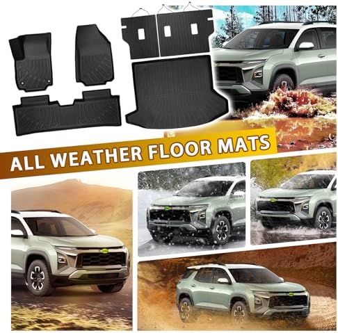 Powerty Floor Mats for 2025 2026 Chevrolet Chevy Equinox (Non EV) / GMC Terrain Car Mat, All Weather 3D TPE Anti-Slip Trunk Cargo Liner Seat Back Covers Protectors Full Set Car Accessories