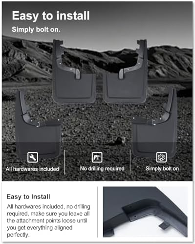Kiwi Master No Drill Mud Flaps for 2021-2026 Ford F-150 Without Fender