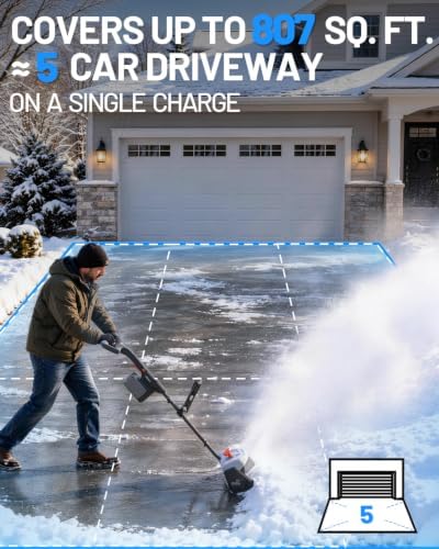 Litheli 13" Electric Snow Shovel, Cordless Brushless, 360° Full Loop Handle, Includes (2) 20V 5.0Ah Batteries and Charger