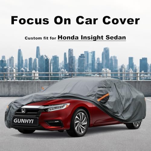 GUNHYI Premium Car Cover Custom Fit Honda Insight Sedan(1999-2006), 16 Layers Heavy Duty Car Cover Waterproof All Weather with Zipper Door for Sun Rain Snow Dust Uv Protection