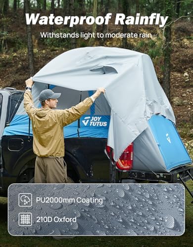 JOYTUTUS Truck Tent, Portable Truck Bed Tent with Rainfly, Truck Tent for 6.0'-6.3' with Fiberglass Pole, Waterproof PU2000mm Double Layer for 2 Person - Blue