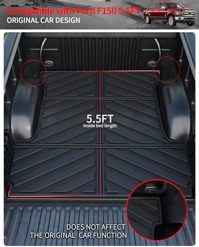 Bed Mat Compatible with 2015-2025 2026 Ford F150 Truck Bed Mat 5.5FT TPE All Weather 5.5 Feet Short Bed Liner 2024 F-150 Accessories (Truck Bed Mat)
