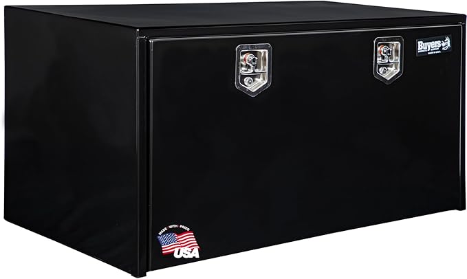Buyers Products 1704310 Black Steel Underbody Truck Tool Box – 24 x 24 x 48 Inch - Truck Bed & Underbelly RV Storage Box, Locking T-Latch, Weather-Resistant, Heavy-Duty Flatbed Job Box, Made in USA