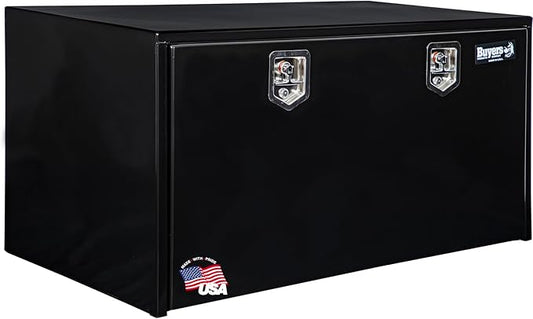 Buyers Products 1704310 Black Steel Underbody Truck Tool Box – 24 x 24 x 48 Inch - Truck Bed & Underbelly RV Storage Box, Locking T-Latch, Weather-Resistant, Heavy-Duty Flatbed Job Box, Made in USA
