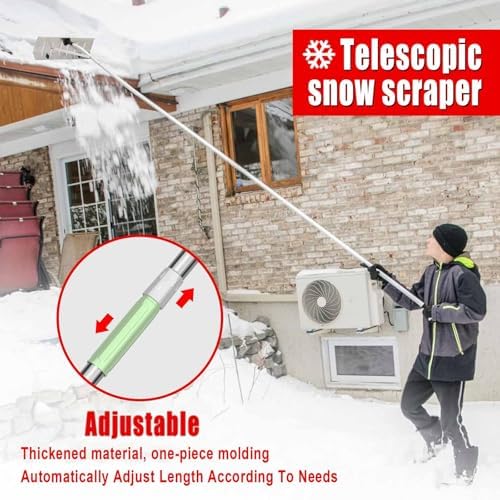 Telescoping Snow Removal Tool with Ice Scraper for Roof and Vehicle Clearing,Arc-Shaped-2–4m/6.6-13ft