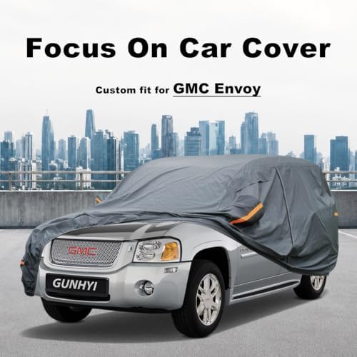GUNHYI Premium Car Cover Custom Fit GMC Envoy(1997–2000), 16 Layers Heavy Duty Car Cover Waterproof All Weather with Zipper Door for Sun Rain Snow Dust Uv Protection