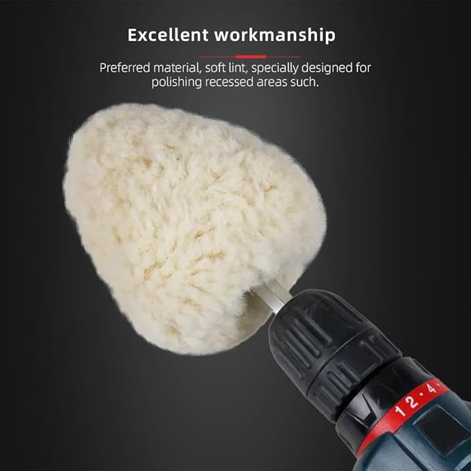 SPTA Polishing Cone, Car Wheel Hub Drill Buffing Sponge Pads Kit, Polishing Ball (Wool Polishing Cone)