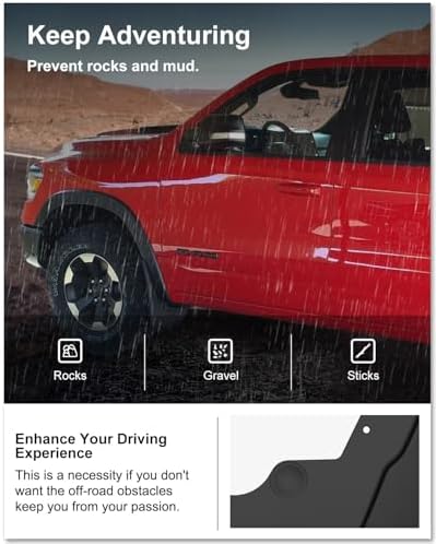 Kiwi Master No Drill Mud Flaps for 2019-2024 Dodge Ram 1500 with Fender